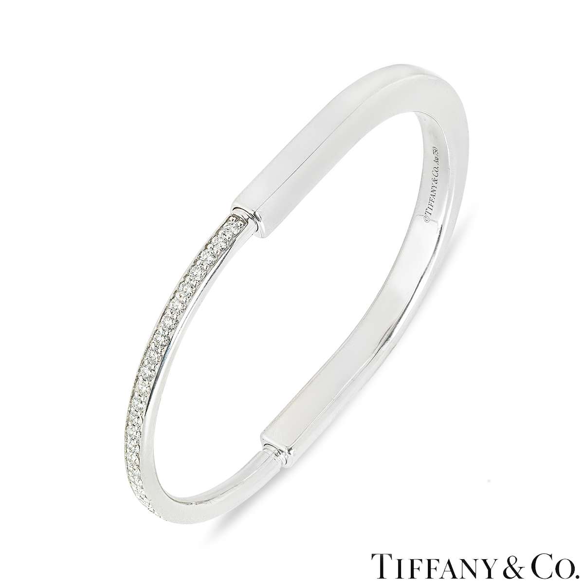 Tiffany & Co. White Gold Half Pav� Diamond Large Lock Bracelet 70425300